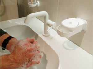 Handmatige zeepdispenser wit