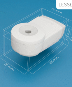 Witte No-Touch Bar Soap dispenser met de afmetingen er bij geplaatst