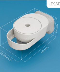 Witte Manual Bar Soap Dispenser met de afmetingen erbij weergegeven.